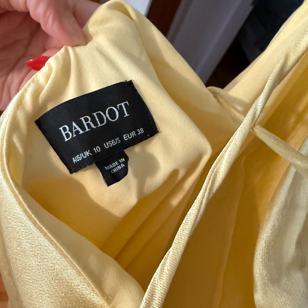 Bardot Lemon Yellow Satin Dress - Picture 5 of 8
